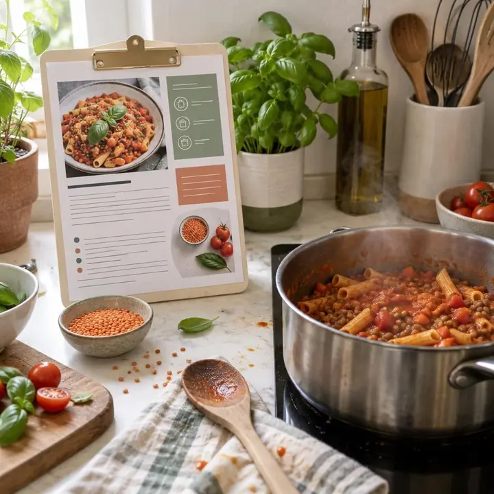 Recette imprimée utilisée en cuisine