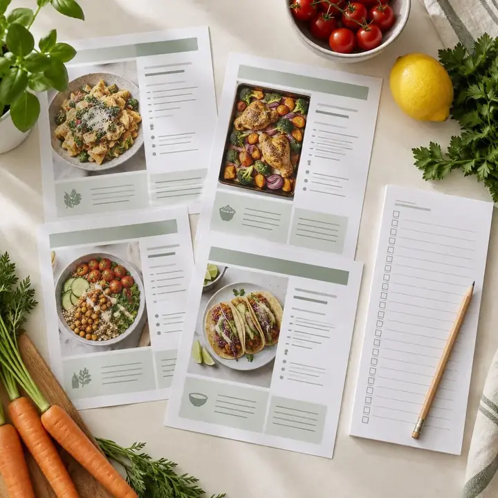 Pages de recettes et liste de courses